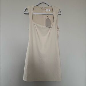 Meshki Cream Square Neck Sleeveless Camisole Dress